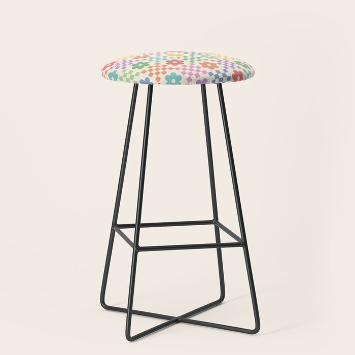 Colorful Flowers Double Checker Stool Gallery Image 1