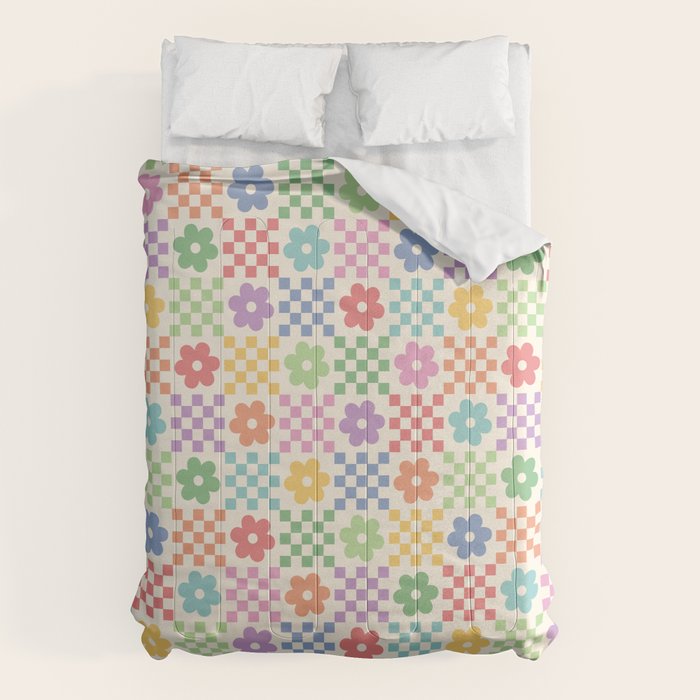 Colorful Flowers Double Checker Comforter Gallery Image 6