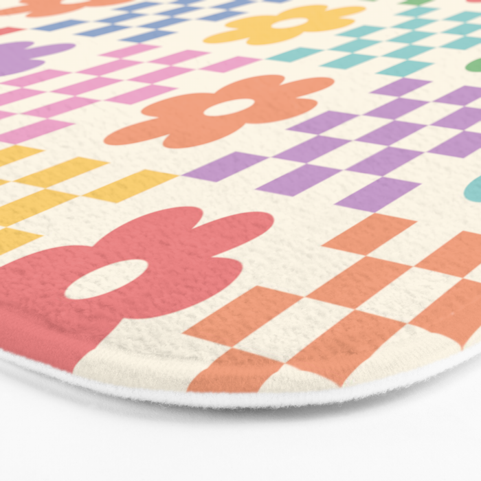 Colorful Flowers Double Checker Bath Mat Gallery Image 3