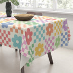 Colorful Flowers Double Checker Tablecloth Gallery Image 3