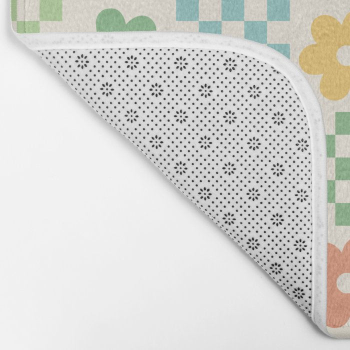 Colorful Flowers Double Checker Bath Mat Gallery Image 2