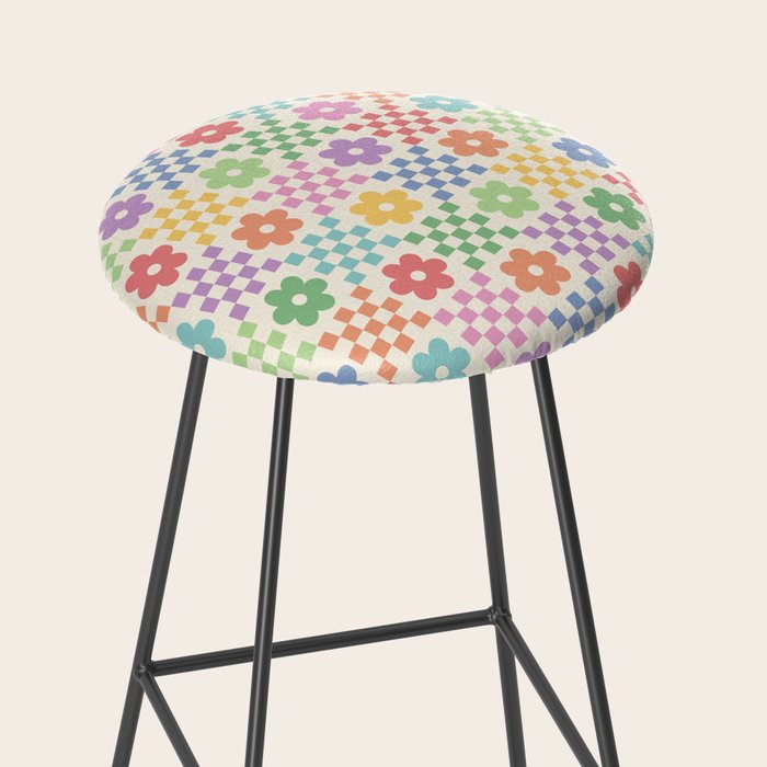 Colorful Flowers Double Checker Stool Gallery Image 2