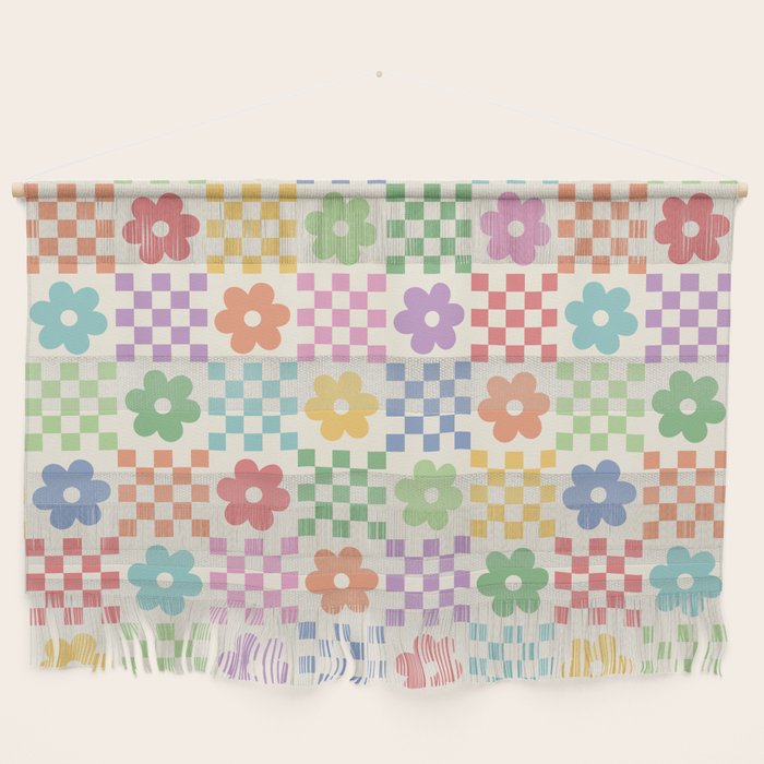 Colorful Flowers Double Checker Wall Hanging Gallery Image 1