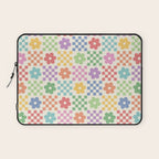 Colorful Flowers Double Checker Laptop Sleeve Gallery Image 1