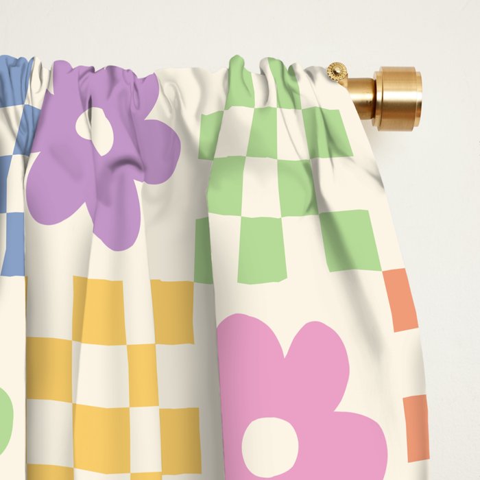 Colorful Flowers Double Checker Window Curtain Gallery Image 2