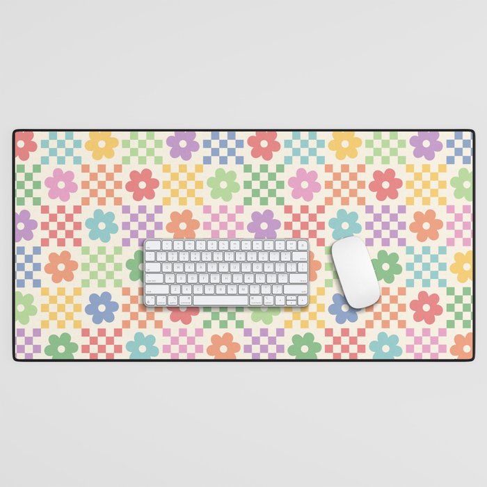Colorful Flowers Double Checker Desk Mat Gallery Image 1