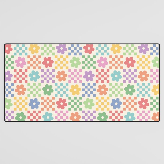 Colorful Flowers Double Checker Desk Mat Gallery Image 3