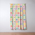 Colorful Flowers Double Checker Window Curtain Gallery Image 3