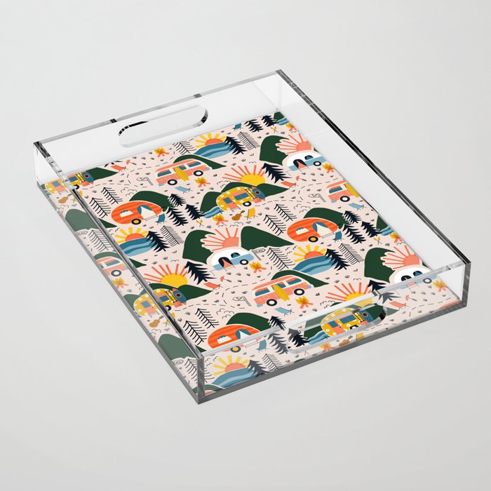 Camping Vacation Pattern Acrylic Tray Gallery Image 1