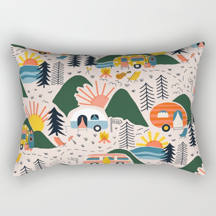 Camping Vacation Pattern Rectangular Pillow Gallery Image 1