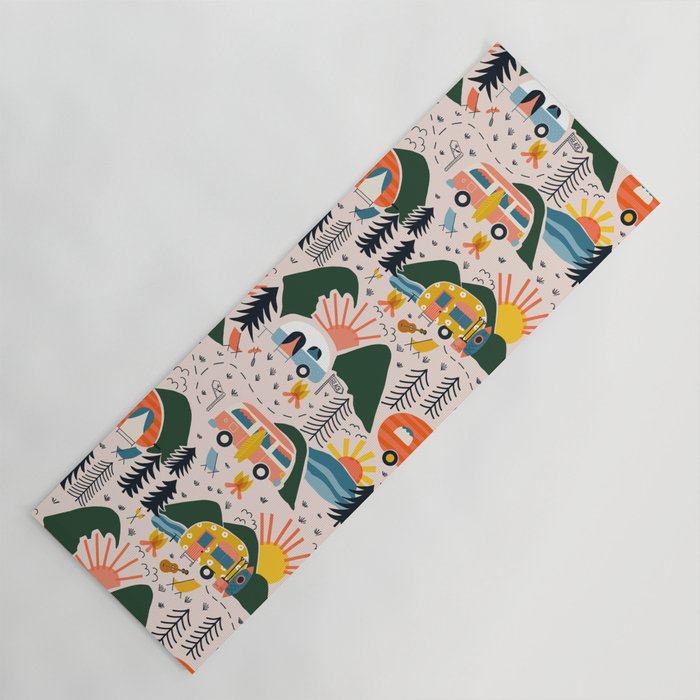Camping Vacation Pattern Yoga Mat Gallery Image 1