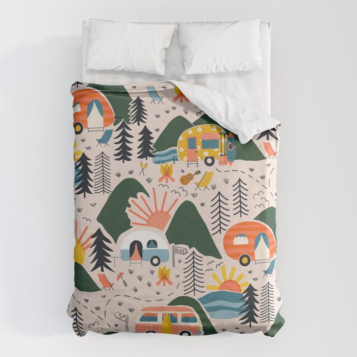 Camping Vacation Pattern Duvet Cover Gallery Image 1