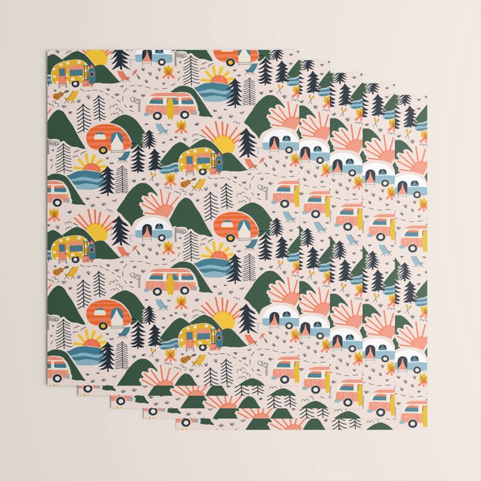 Camping Vacation Pattern Wrapping Paper Gallery Image 3