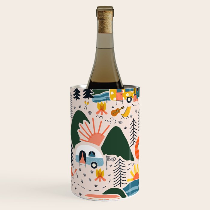 Camping Vacation Pattern Wine Chiller Gallery Image 1
