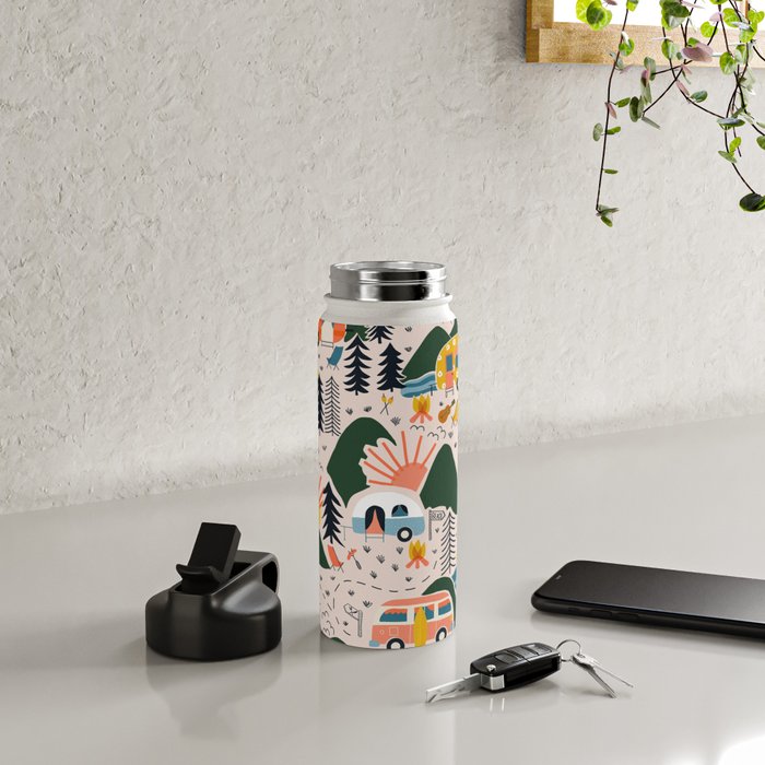 Camping Vacation Pattern Water Bottle Gallery Image 4
