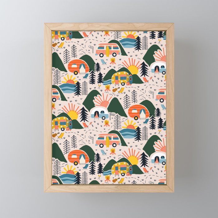 Camping Vacation Pattern Mini Art Print Gallery Image 1