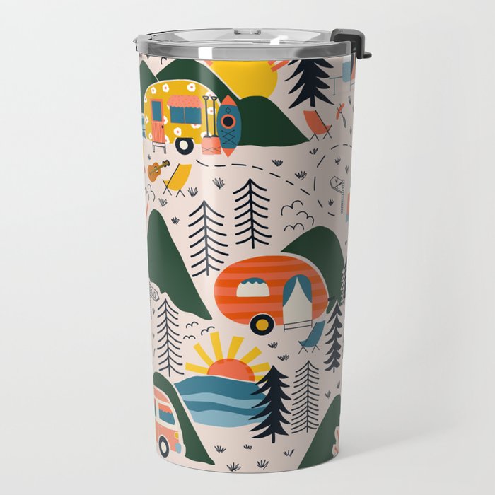 Camping Vacation Pattern Travel Mug Gallery Image 2