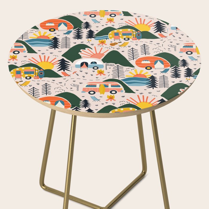 Camping Vacation Pattern Side Table Gallery Image 2