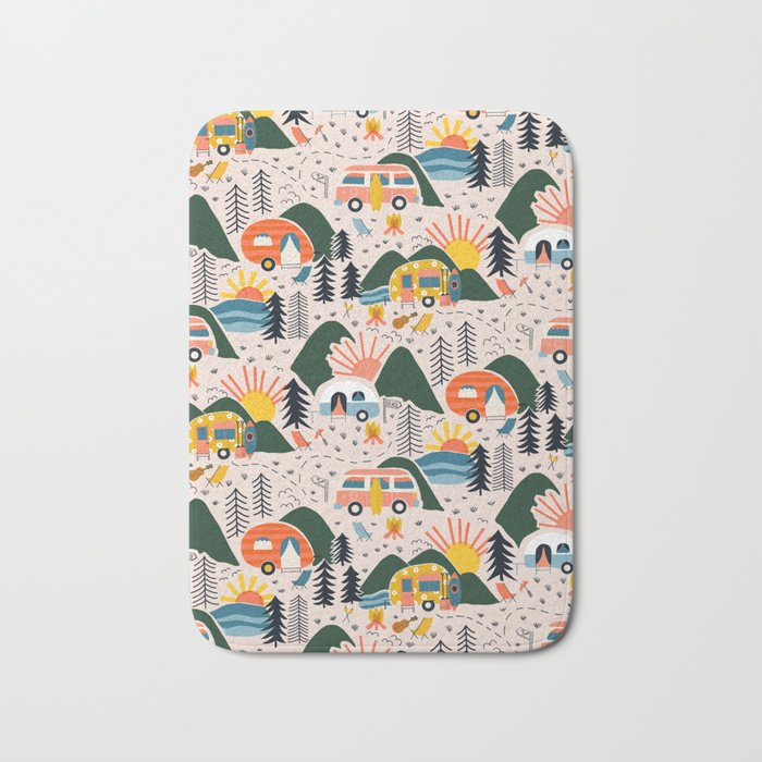 Camping Vacation Pattern Bath Mat Gallery Image 1