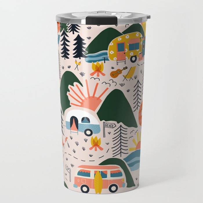 Camping Vacation Pattern Travel Mug Gallery Image 1