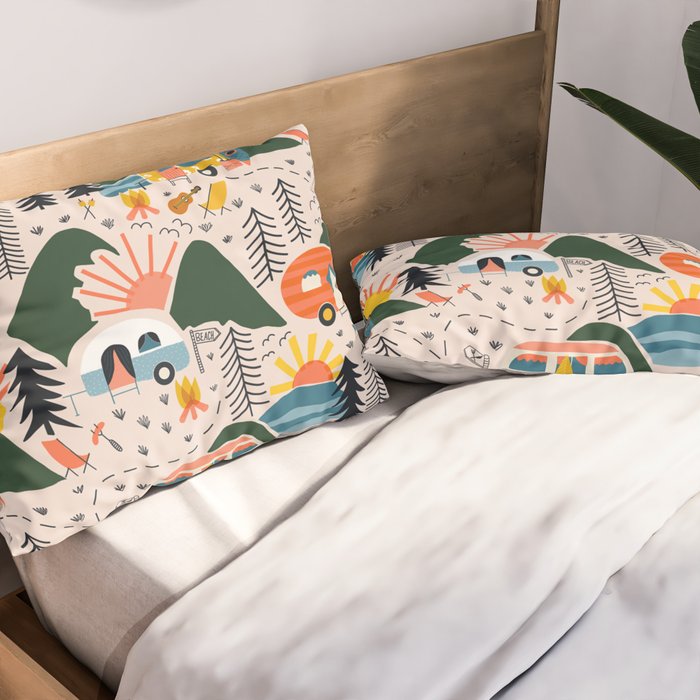 Camping Vacation Pattern Pillow Sham Gallery Image 2