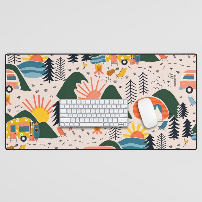 Camping Vacation Pattern Desk Mat Gallery Image 1