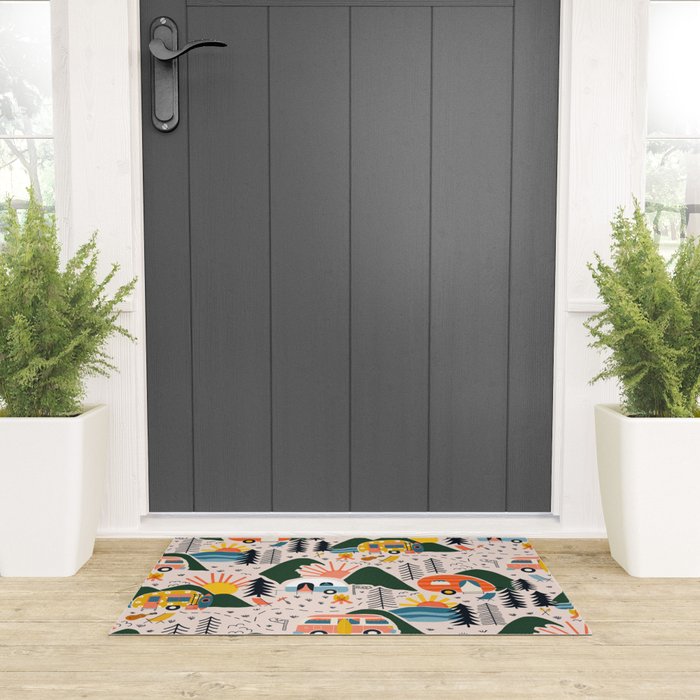 Camping Vacation Pattern Welcome Mat Gallery Image 3