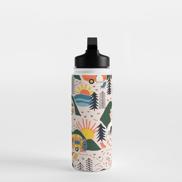 Camping Vacation Pattern Water Bottle Gallery Image 3
