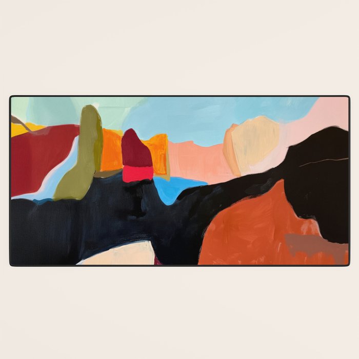 Abstract Desert Art Print in Bold Earth Tones Desk Mat Gallery Image 3