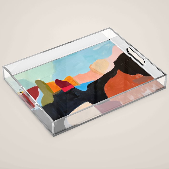 Abstract Desert Art Print in Bold Earth Tones Acrylic Tray Gallery Image 1