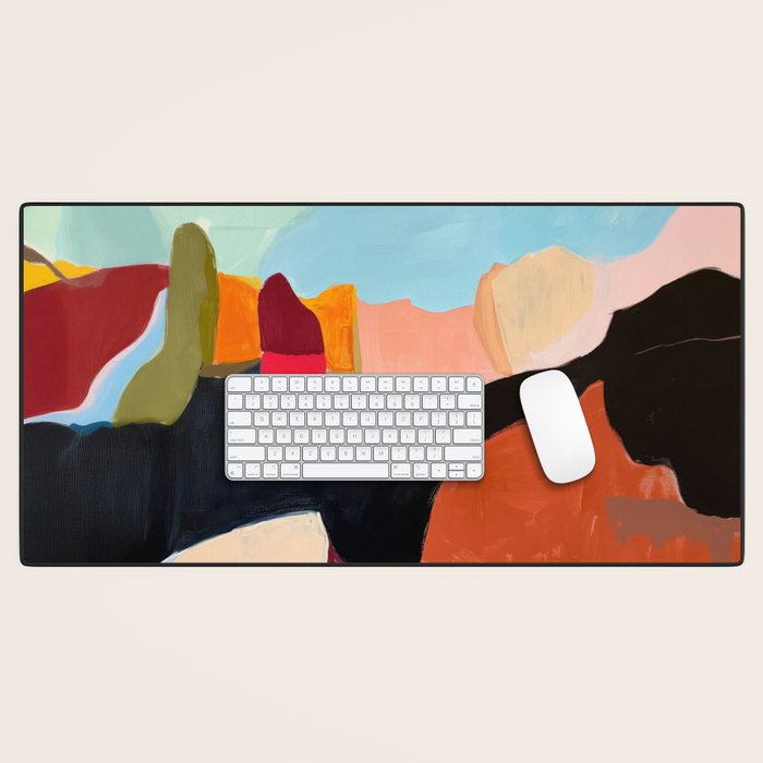 Abstract Desert Art Print in Bold Earth Tones Desk Mat Gallery Image 1