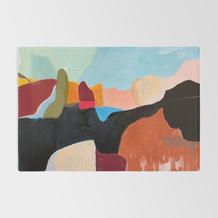 Abstract Desert Art Print in Bold Earth Tones Rug Gallery Image 2