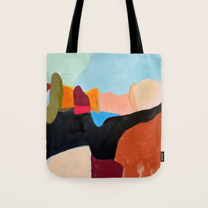 Abstract Desert Art Print in Bold Earth Tones Tote Bag Gallery Image 1