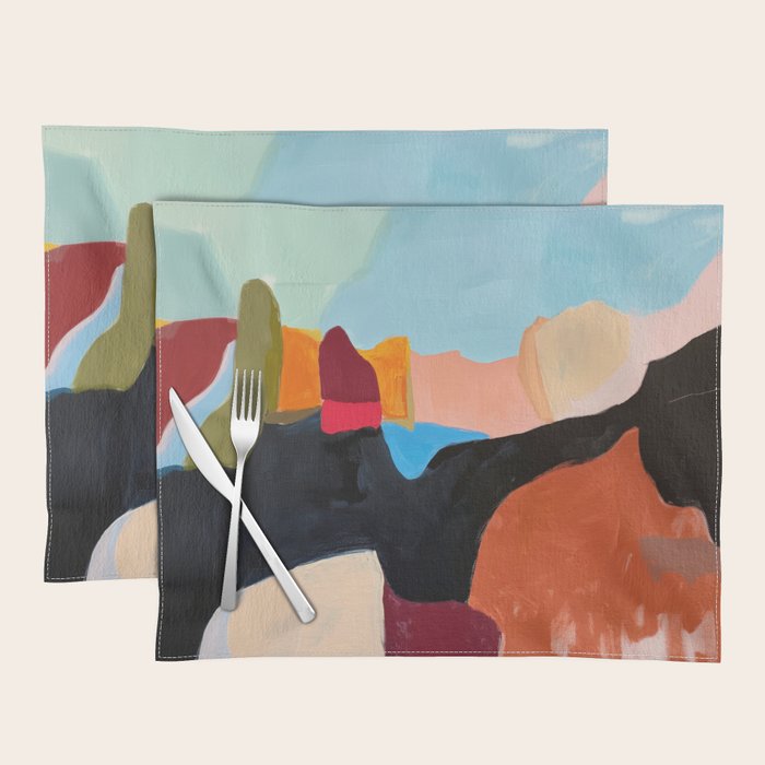 Abstract Desert Art Print in Bold Earth Tones Placemat Gallery Image 1