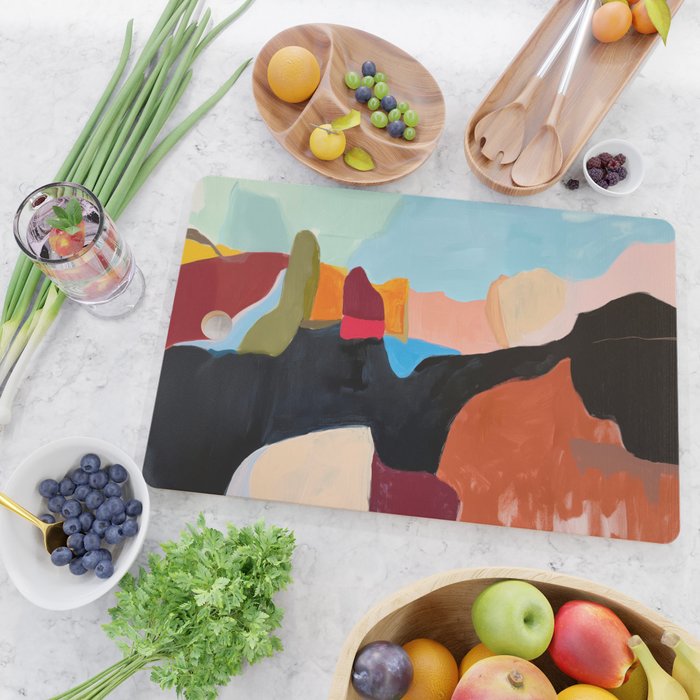 Abstract Desert Art Print in Bold Earth Tones Cutting Board Gallery Image 2