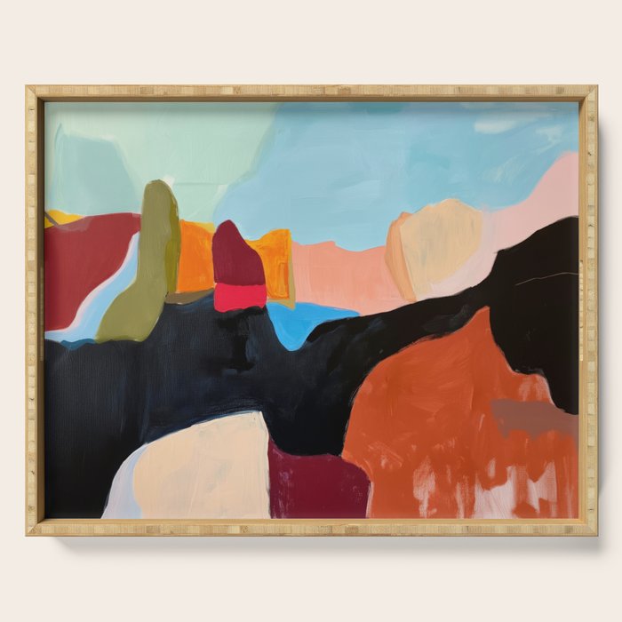 Abstract Desert Art Print in Bold Earth Tones Serving Tray Gallery Image 1