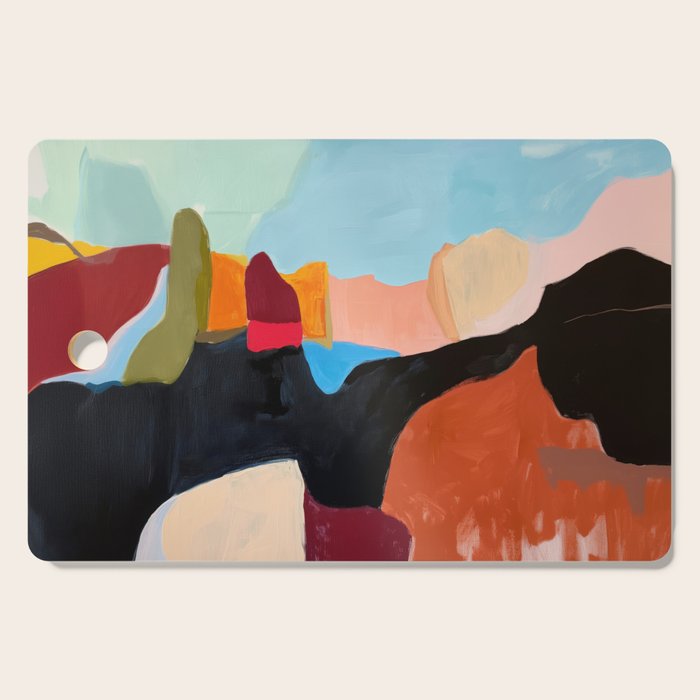 Abstract Desert Art Print in Bold Earth Tones Cutting Board Gallery Image 1