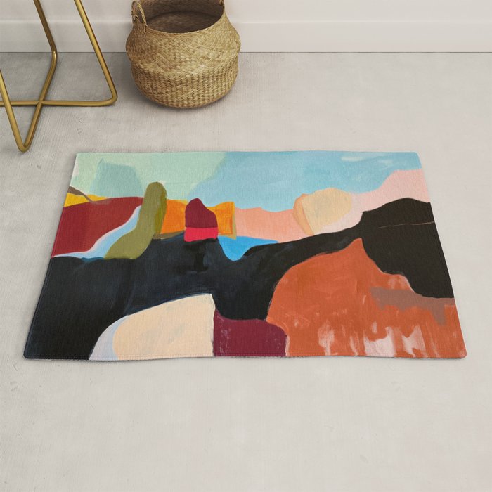 Abstract Desert Art Print in Bold Earth Tones Rug Gallery Image 1