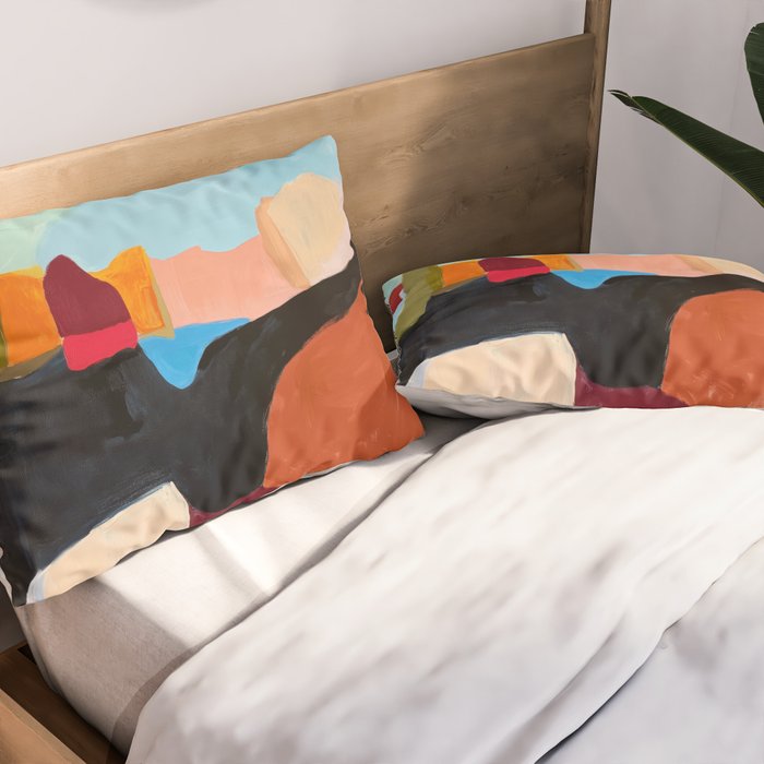 Abstract Desert Art Print in Bold Earth Tones Pillow Sham Gallery Image 2
