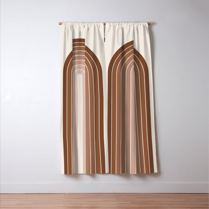 Gradient Arch XII Earthy Neutral Mid Century Modern Rainbow Window Curtain Gallery Image 3