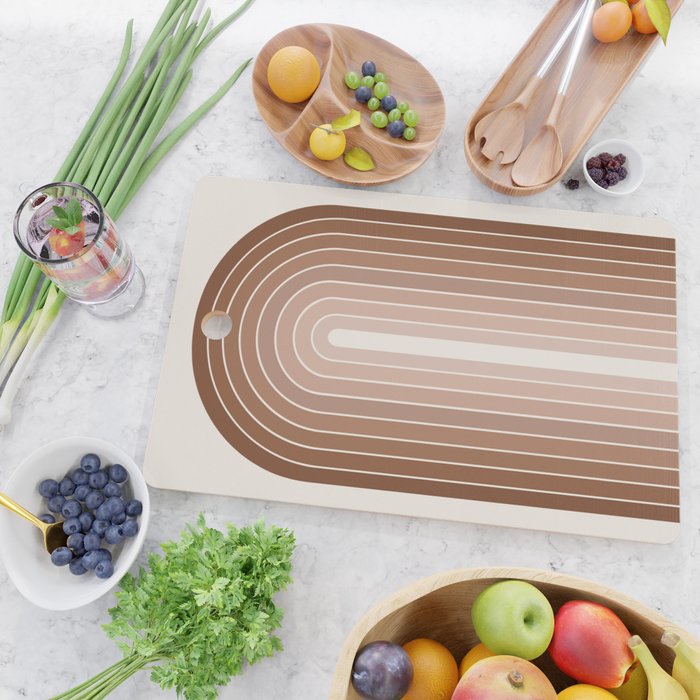 Gradient Arch XII Earthy Neutral Mid Century Modern Rainbow Cutting Board Gallery Image 2