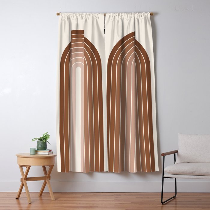 Gradient Arch XII Earthy Neutral Mid Century Modern Rainbow Window Curtain Gallery Image 1