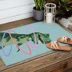 T-Rex the Hula Dancer in Green Outdoor Rug Gallery Image 2