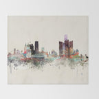 detroit michigan skyline Throw Blanket Gallery Image 2