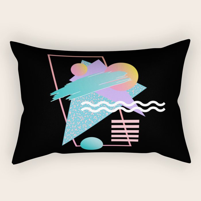 80s Retrowave Design - Memphis Pattern 135 Rectangular Pillow Gallery Image 1
