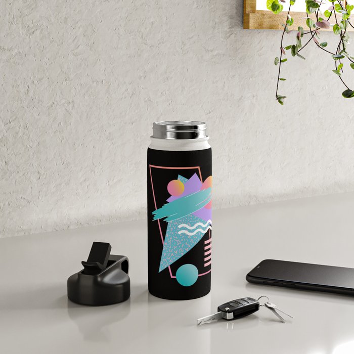 80s Retrowave Design - Memphis Pattern 135 Water Bottle Gallery Image 4