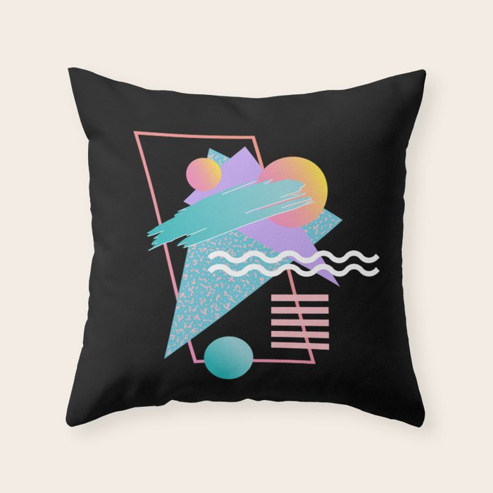 80s Retrowave Design - Memphis Pattern 135 Throw Pillow Gallery Image 6