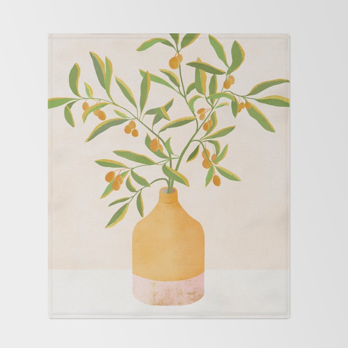 Chinese Citrus Tree Throw Blanket Gallery Image 2