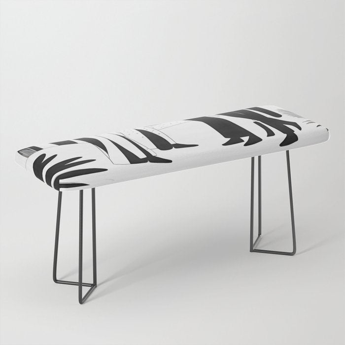 Five, Tropical African People Meeting, Abstract Back & White Travel, Palm Jungle Human Shadows Eclectic Noho Bench Gallery Image 1