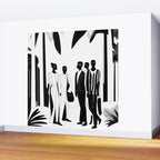 Five, Tropical African People Meeting, Abstract Back & White Travel, Palm Jungle Human Shadows Eclectic Noho Wall Mural Gallery Image 2